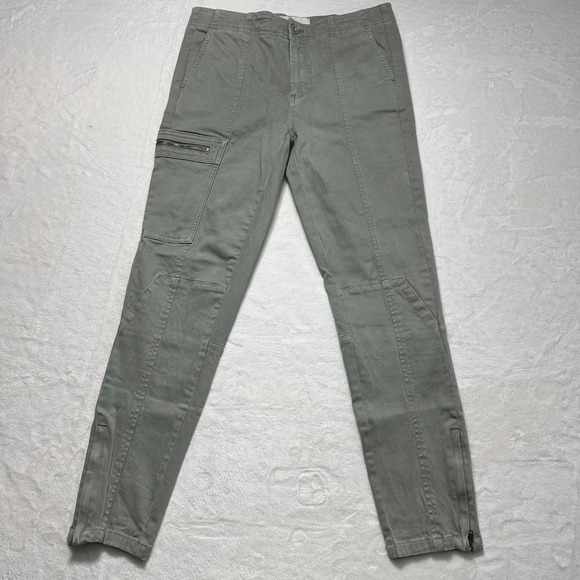 ANTHROPOLOGIE Pants Sz 28 Jefferson Moto Utility Trouser Skinny Sage Green Wash - Picture 1 of 11